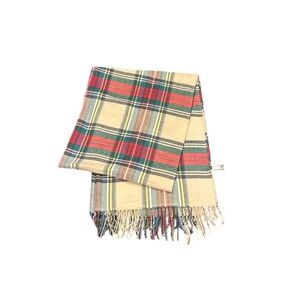 Plaid Tan Red Green Soft Scarf